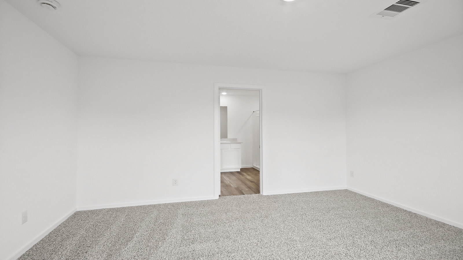 Large Primary bedroom with shag carpet flooring and bright window