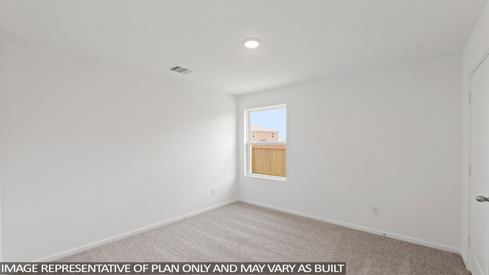 Secodnary bedroom with windows, white walls, and vinyl wood flooring.