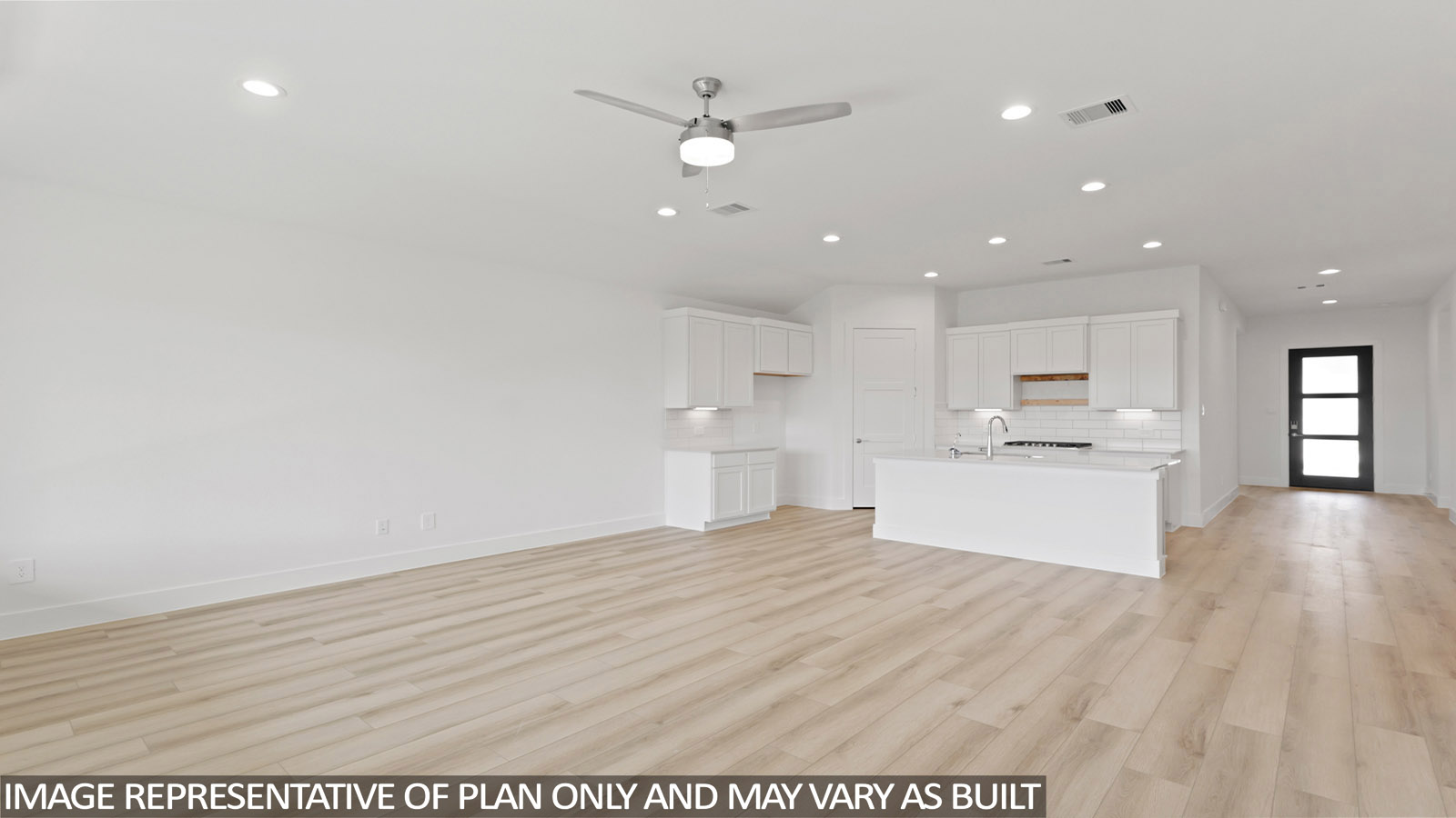 Open concept living, dining, and kitchen area