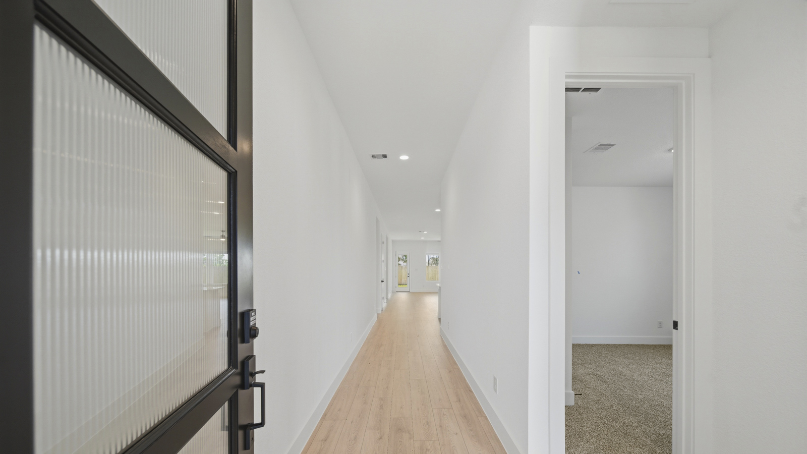 Entry hallway with vinyl flooring sherman williams painted walls