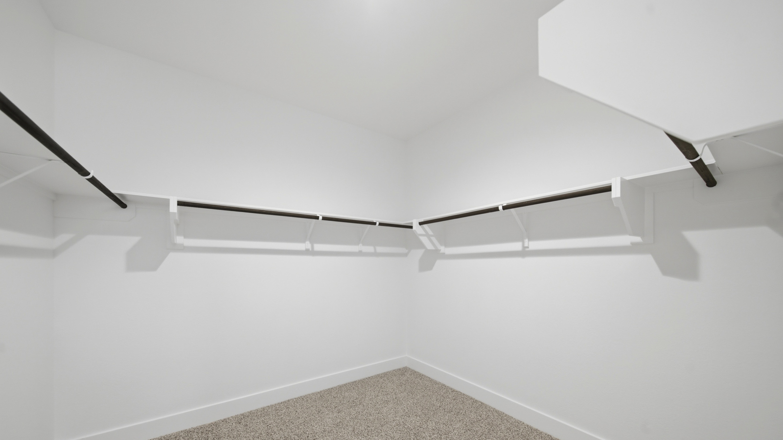 Primary bedroom walk-in closet with carpet flooring in Mill Creek community in Magnolia TX