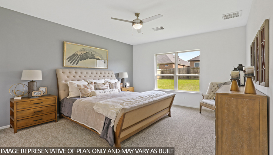 Primary bedroom with carpet flooring