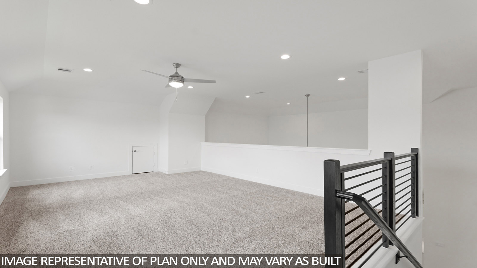 Upstairs living space with carpet