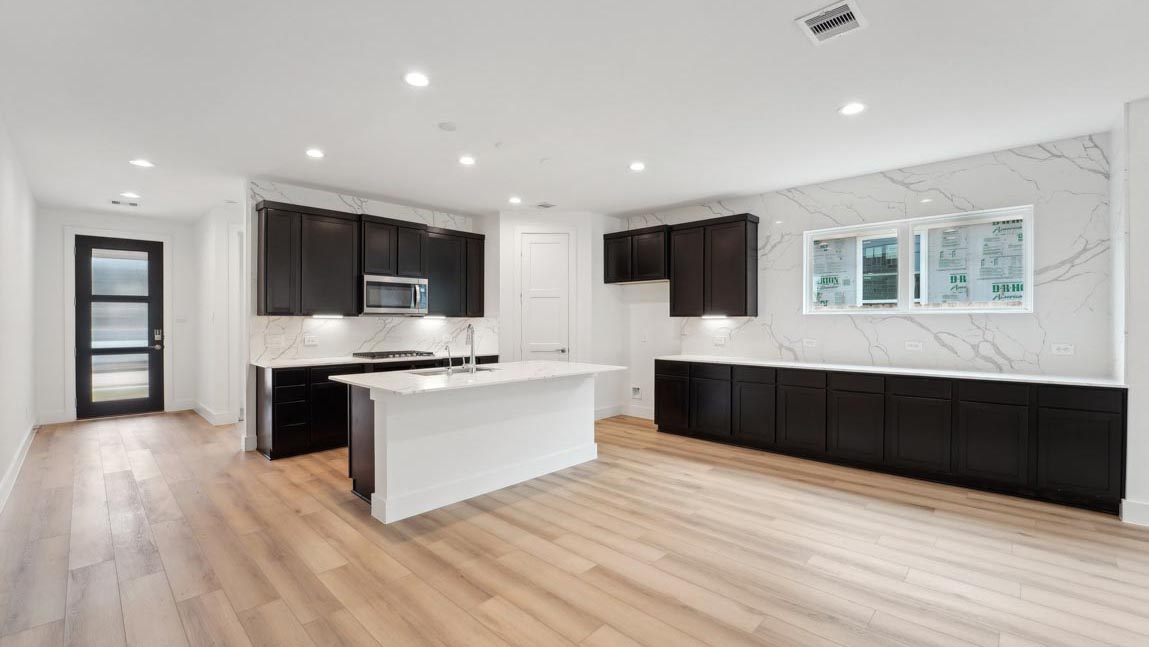 kitchen with stainless steel appliances and quartz countertops