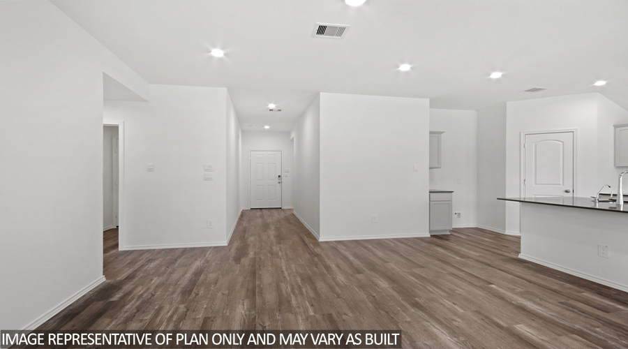 Open concept living and dining space.