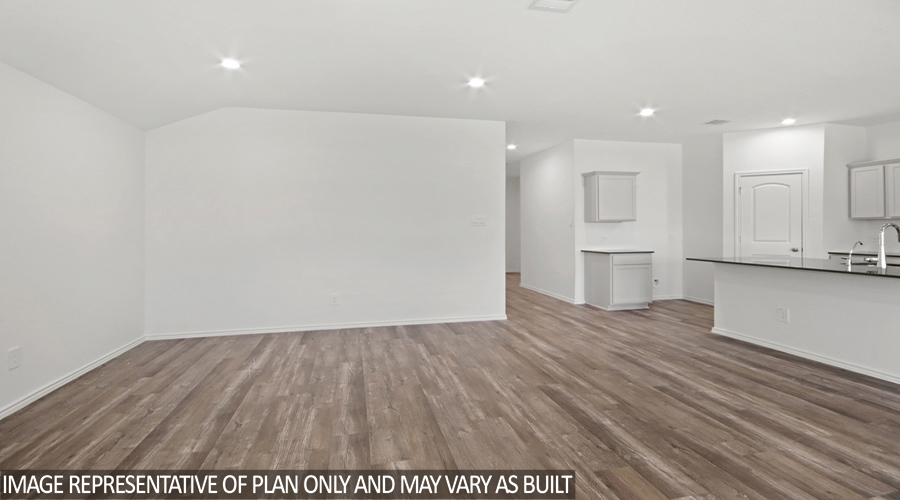 Open concept living and dining area.