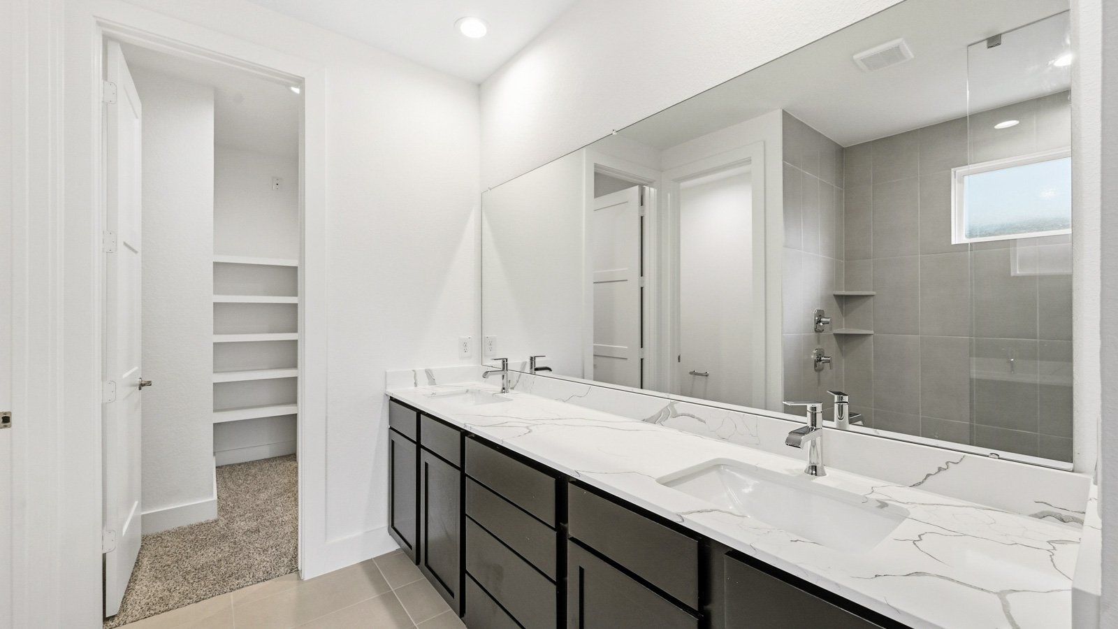 Primary bathroom with double sinks