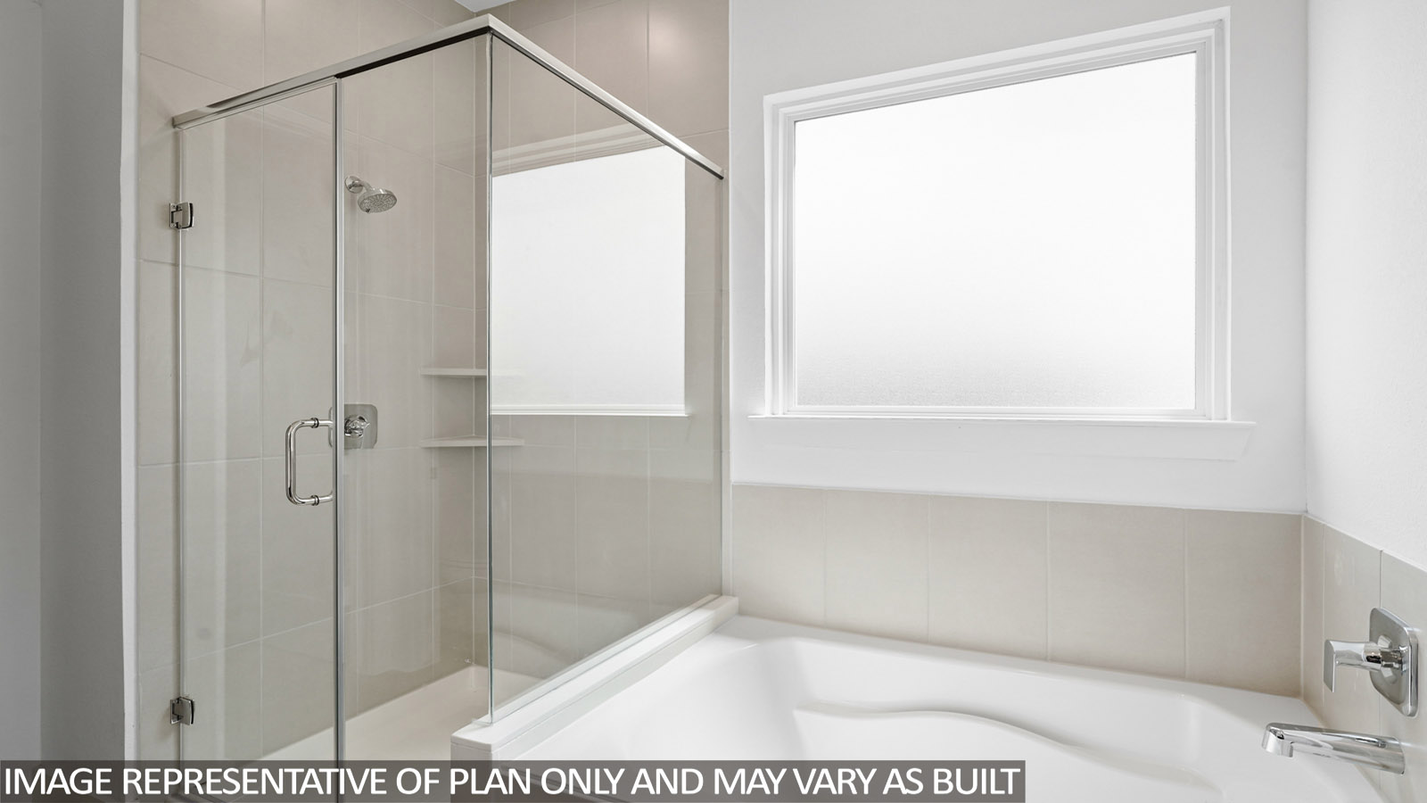 Primary bathroom with tub and shower