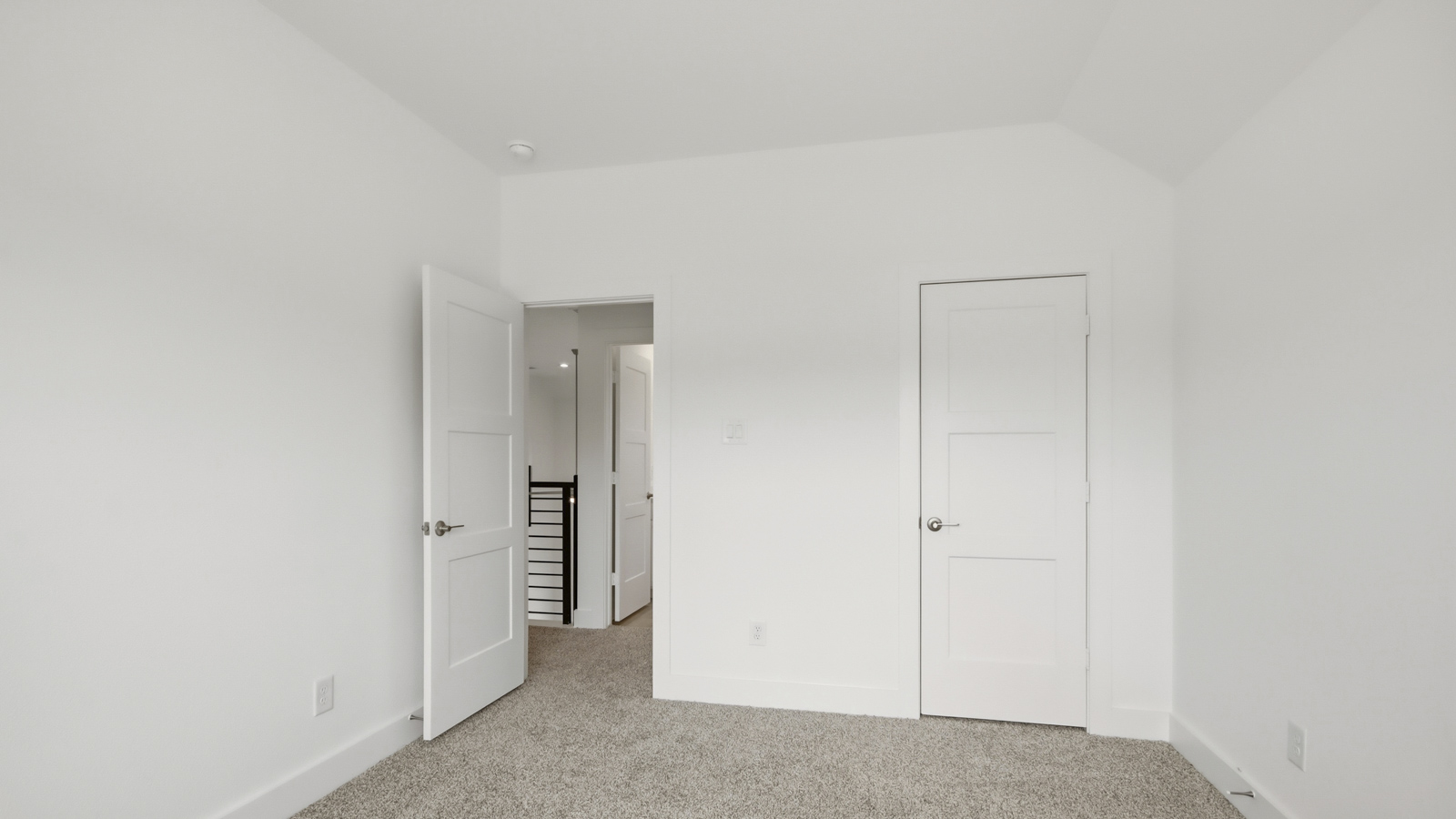 Secondary bedroom with shag carpet flooring and bright window