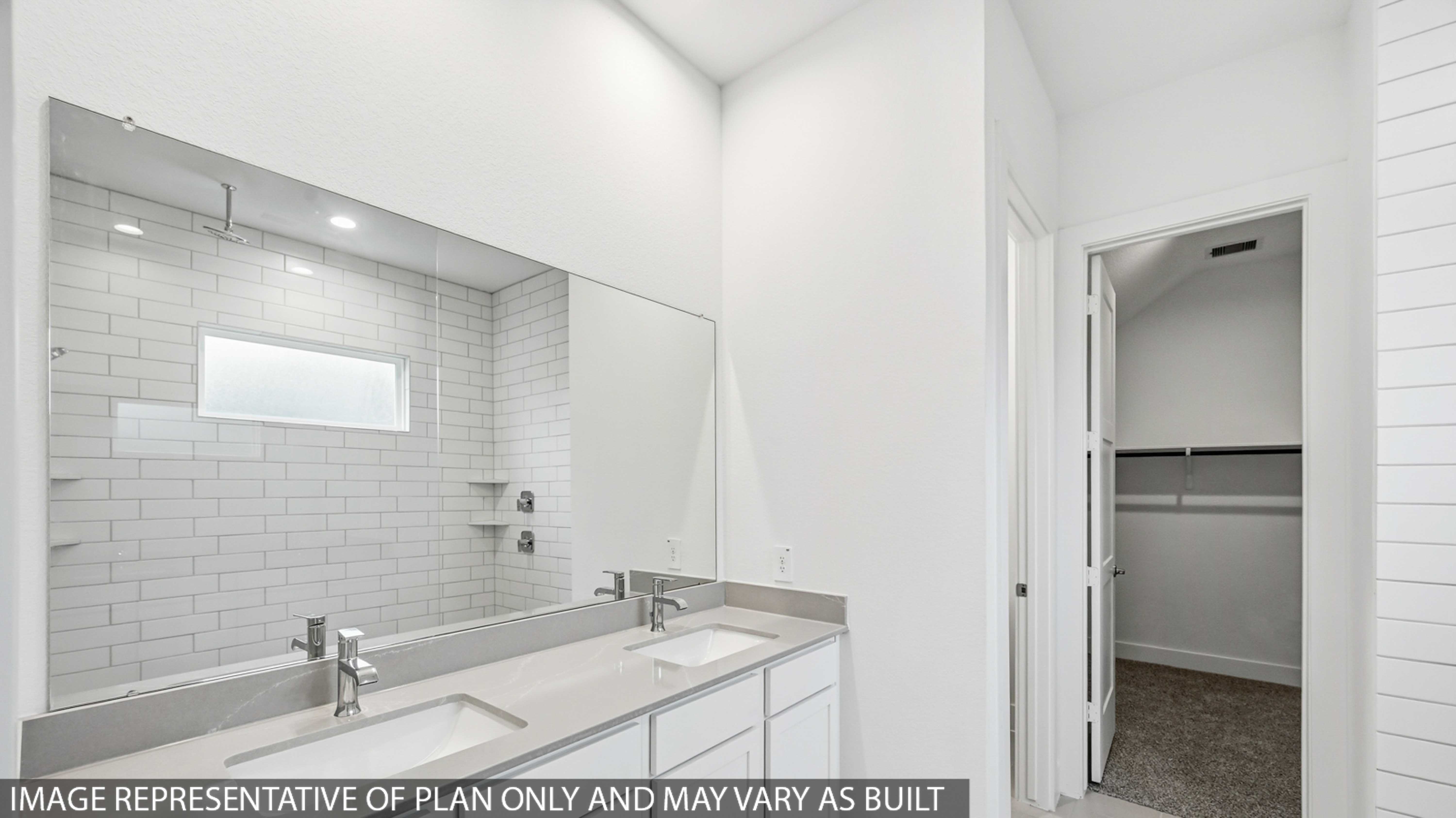 Secondary bathroom with double sinks quartz counter tops in montgomery TX