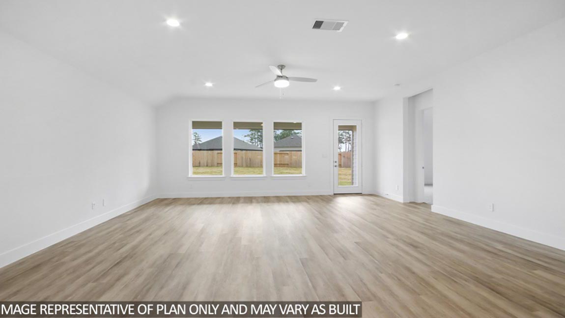 Open concept living and dining space.