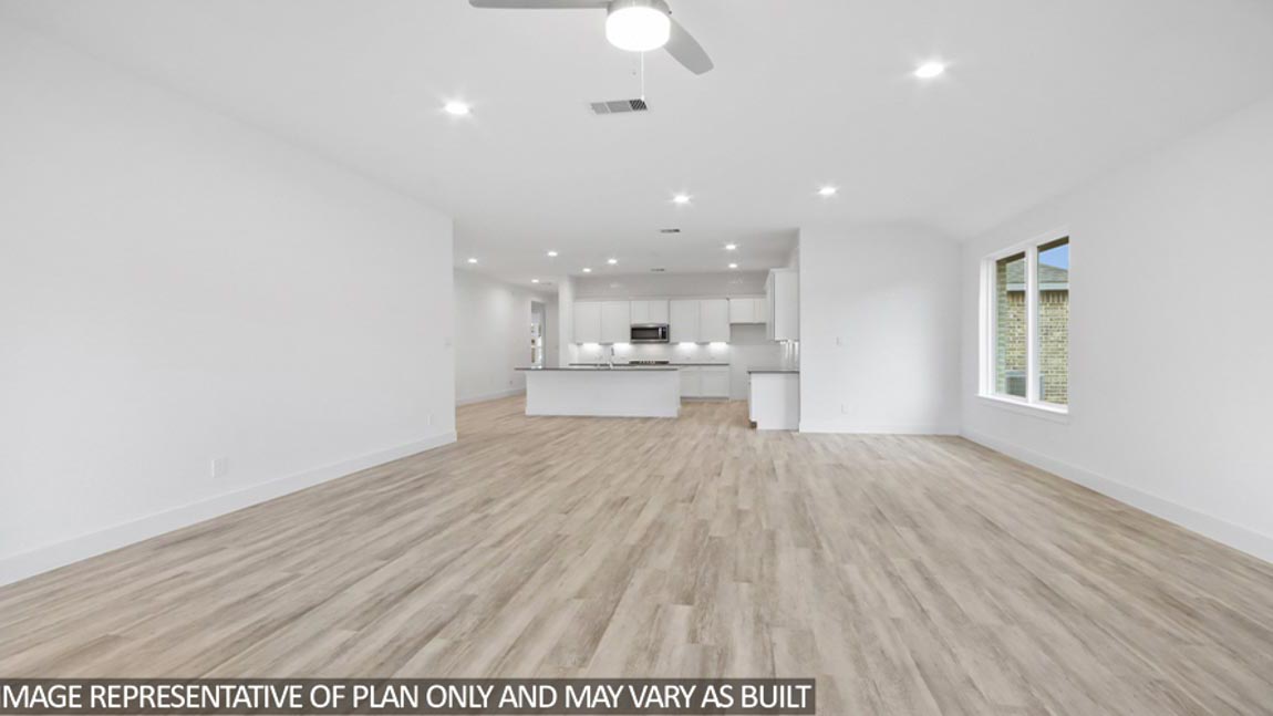 Open concept living and dining space.