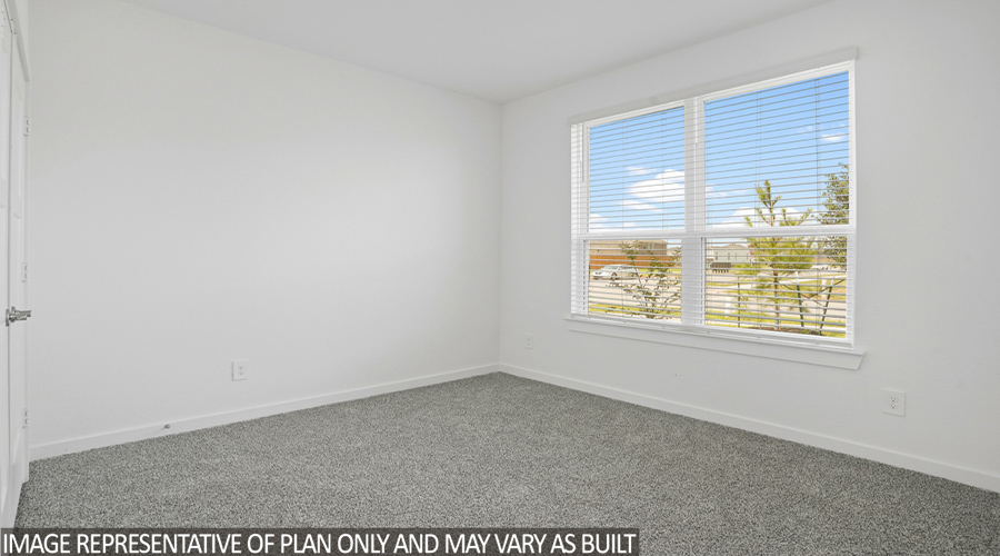 Secondary bedroom with carpet flooring and bright windows.