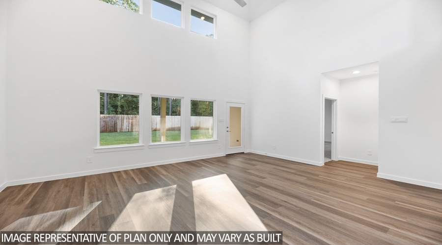 Open concept living and dining space.