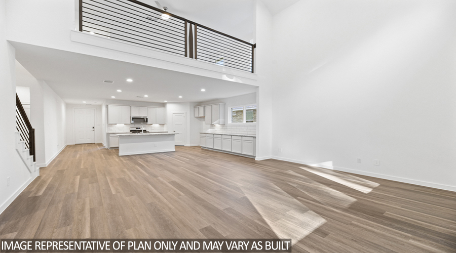 Open concept living and dining space.