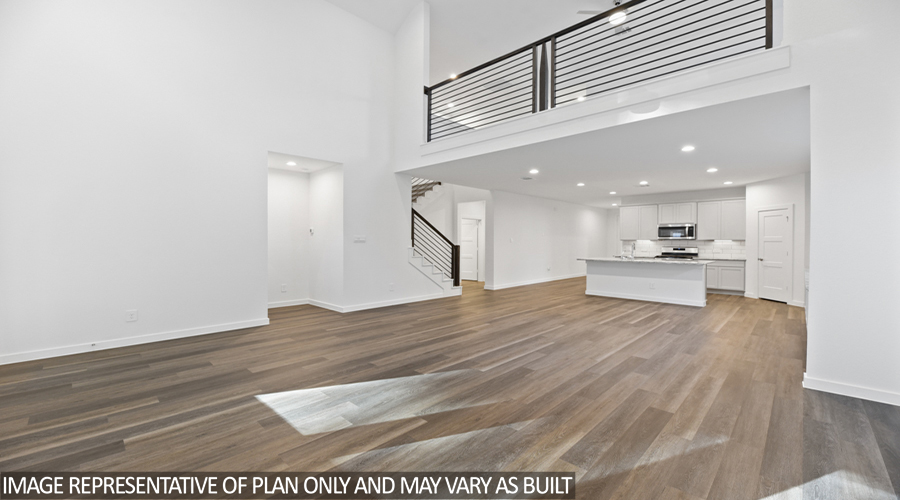 Open concept living and dining space.