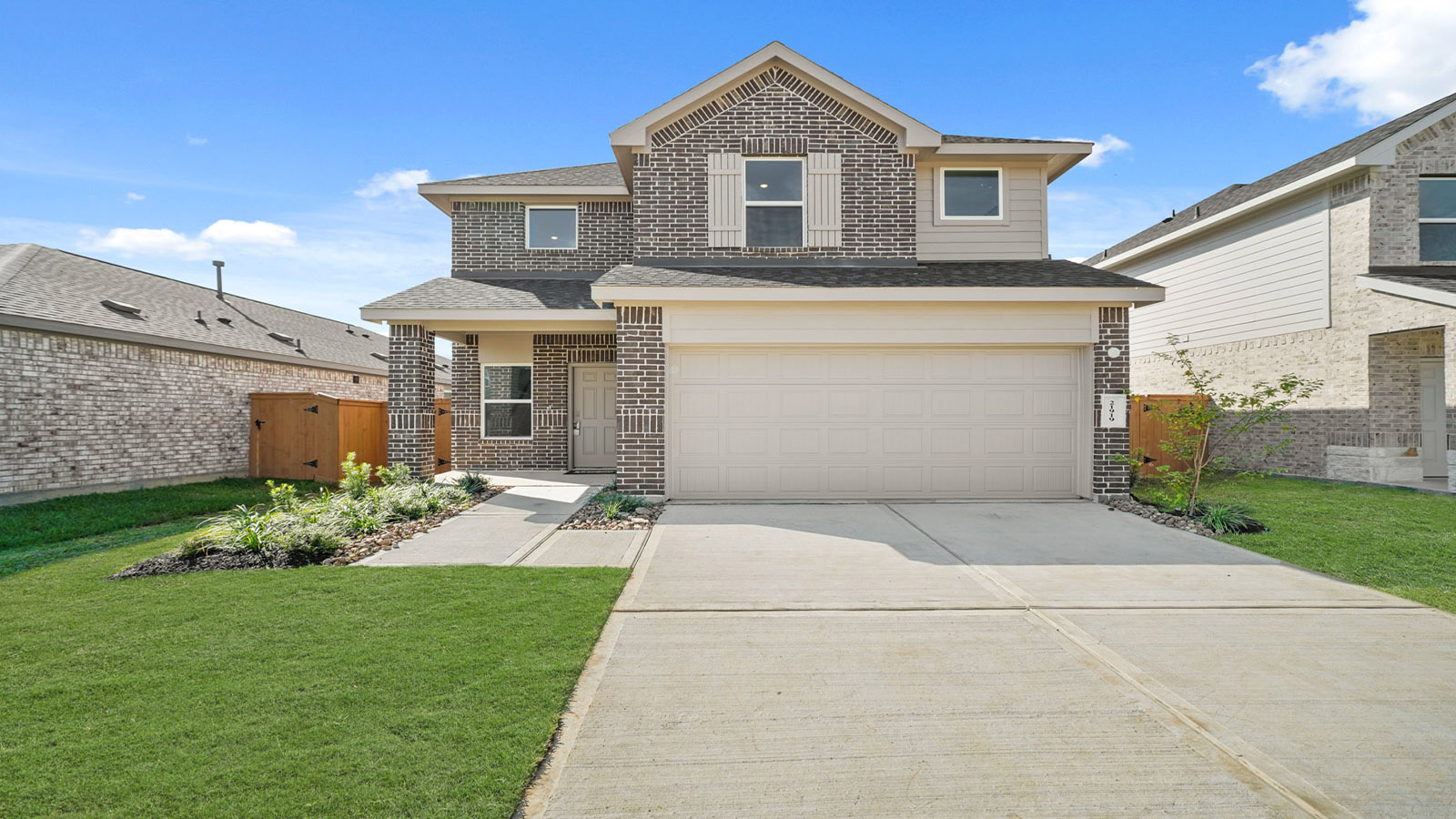 21919 Valentine Vines Drive, Hockley, TX, Cypress Green By D.R. Horton 2-story, 4-bed, 2.5-bath, 2-car garage, front yard street view