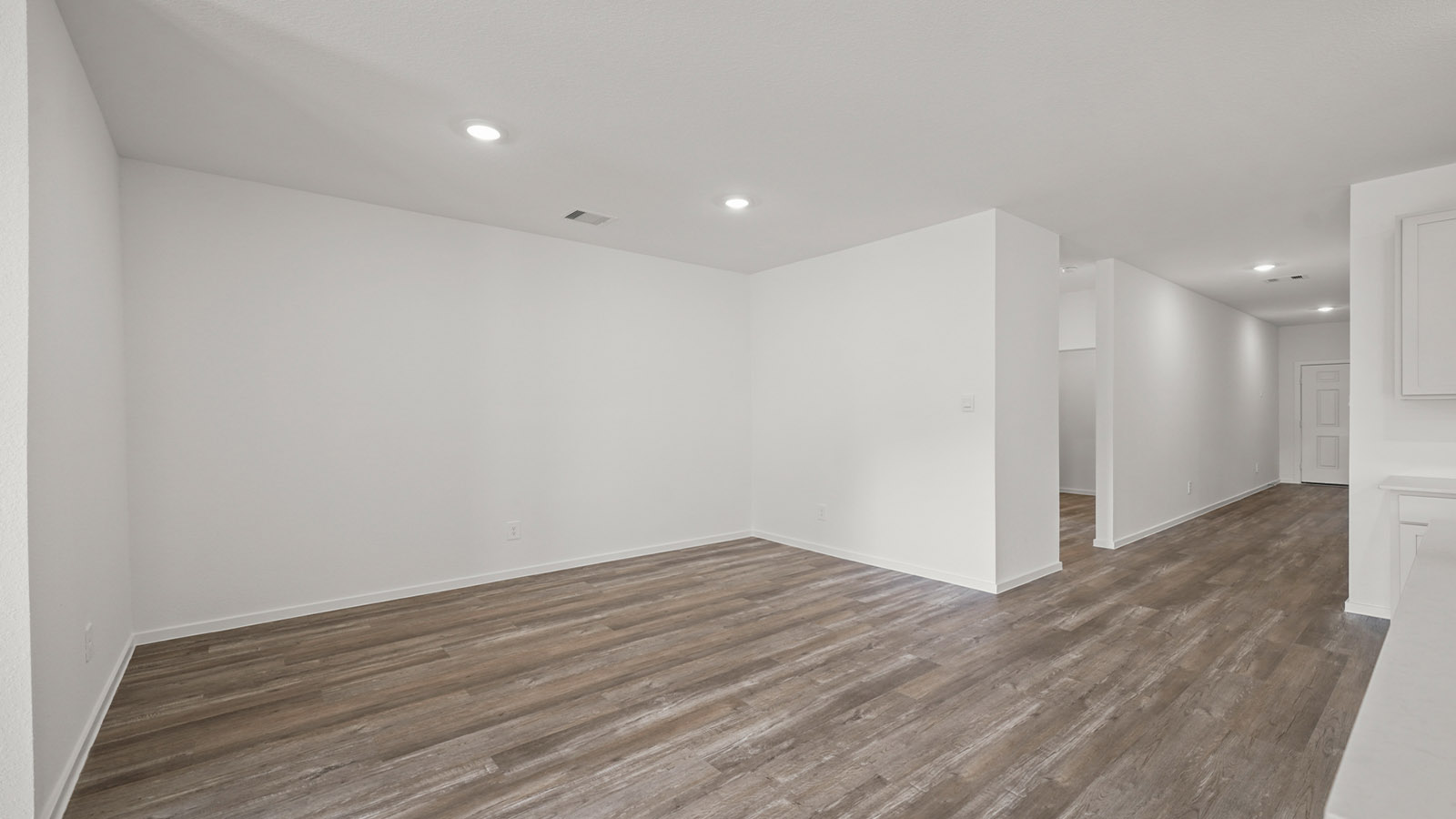 open concept living and dining area