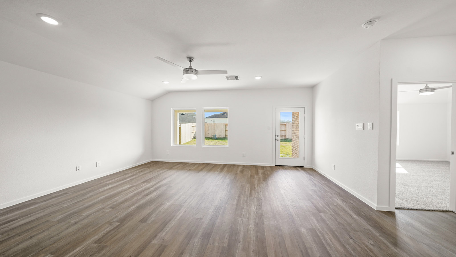 open concept living and dining area
