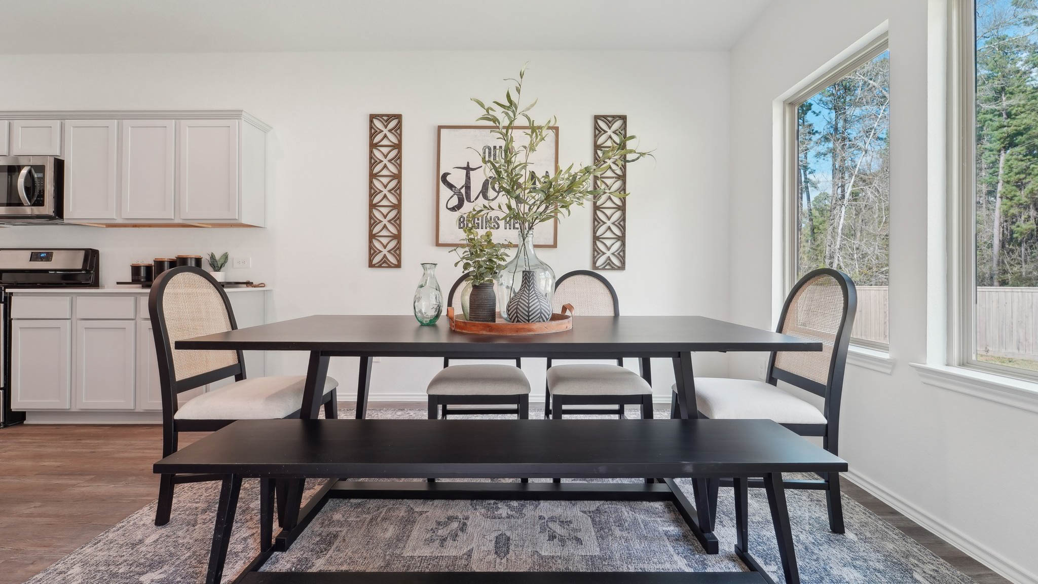 open concept living with vinyl flooring