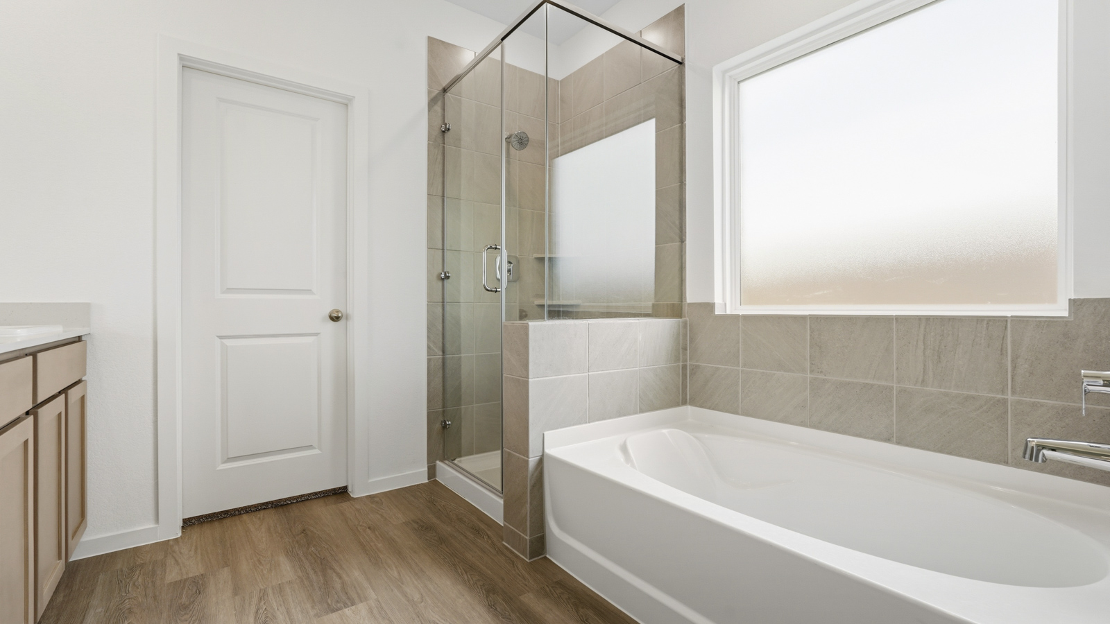 primary bathroom with seperate tub and shower