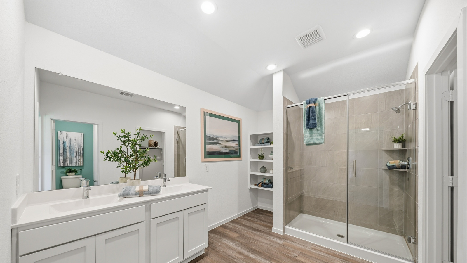 primary bathroom with separate tub and shower in Katy, TX