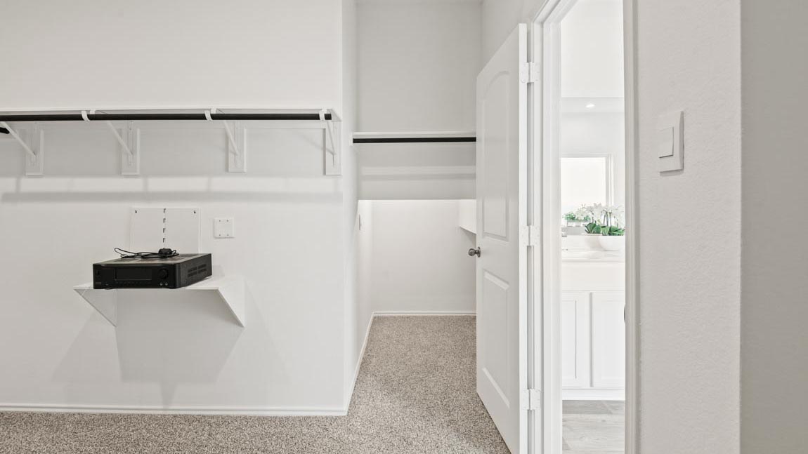 Spacious walk in closet with a hanging rod.