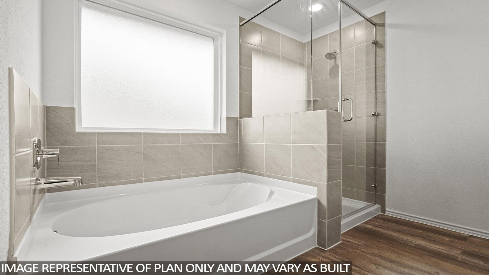 Primary bathroom with tub and shower