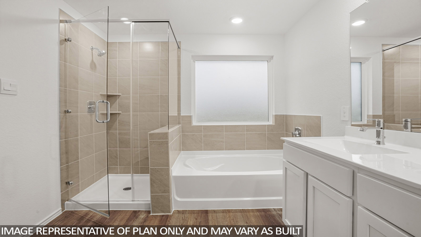 Primary bathroom with tub and shower