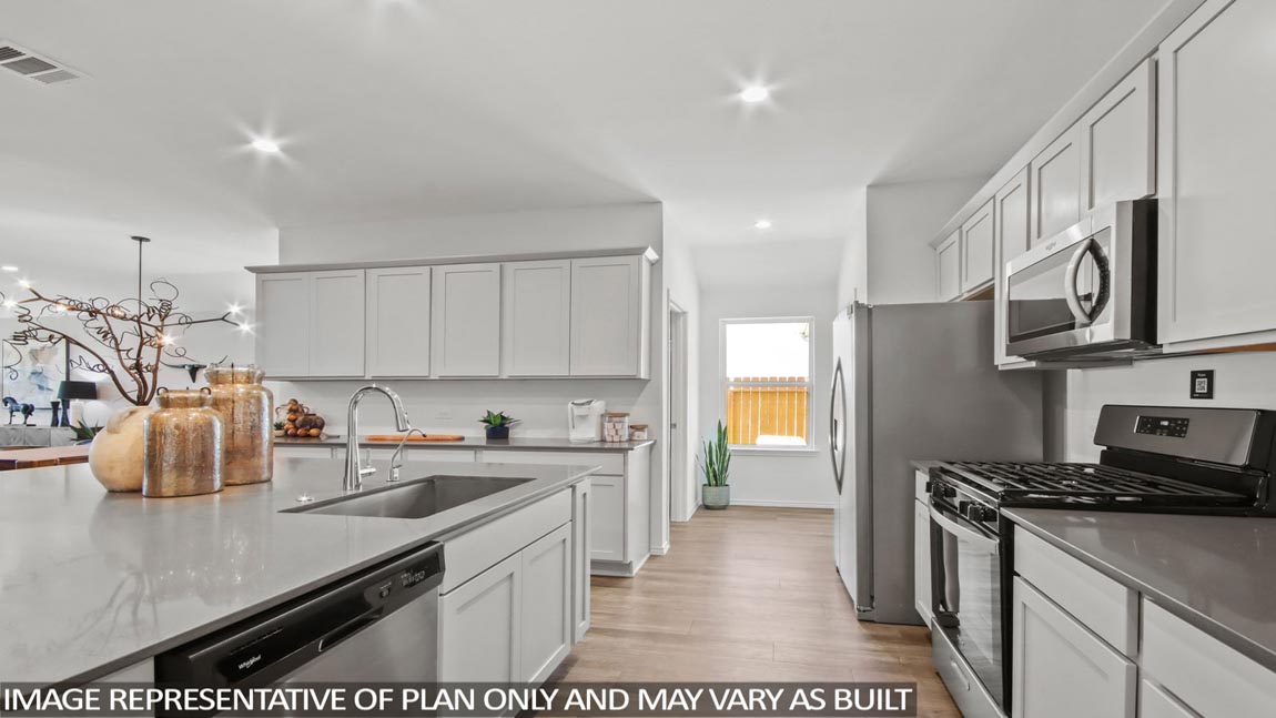 oprn concept living and dining area with vinyl flooring, large windows, and quartz countertops