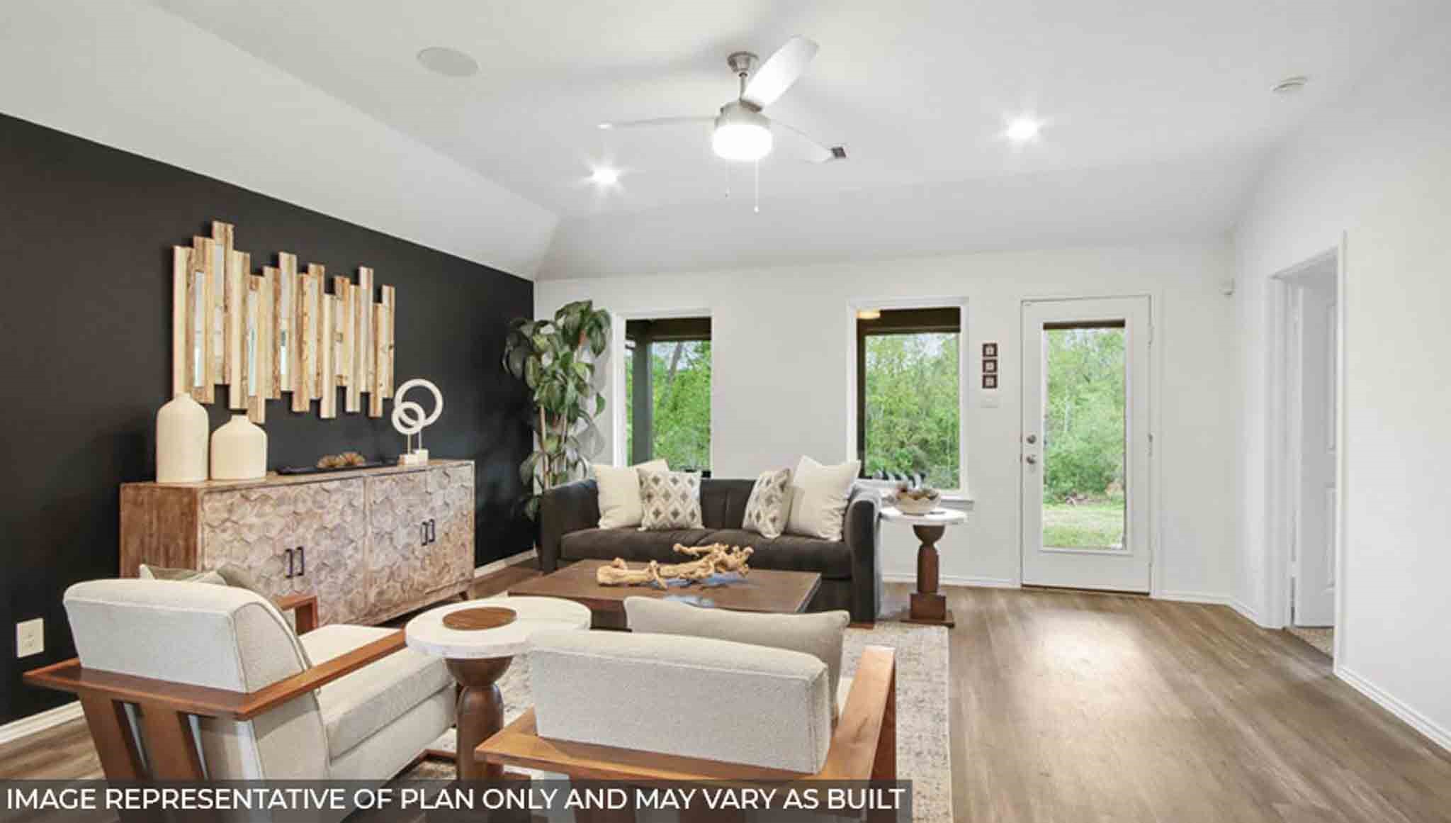 Open concept living, dining, and kitchen area