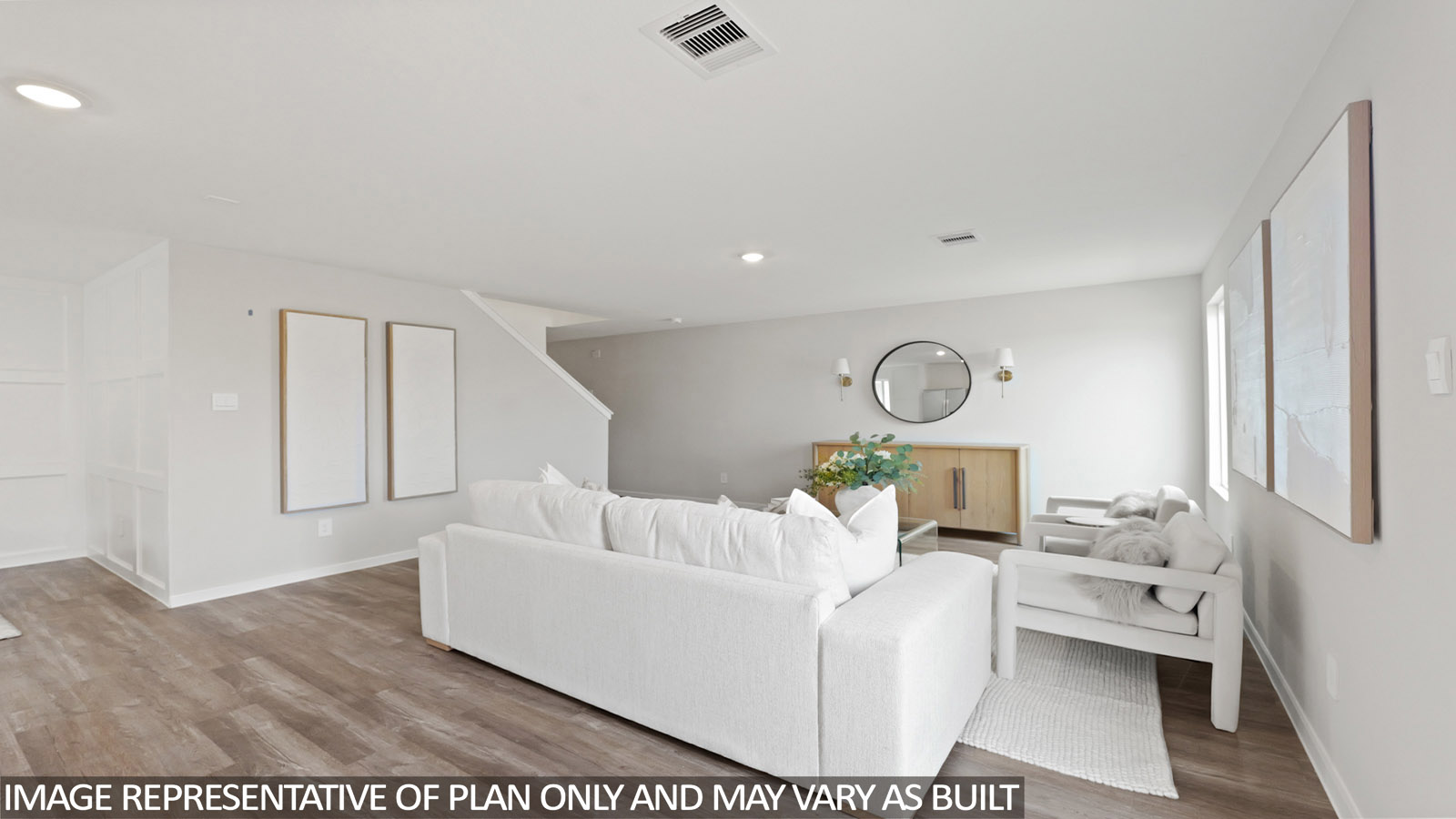 open concept living and dining area with vinyl flooring,