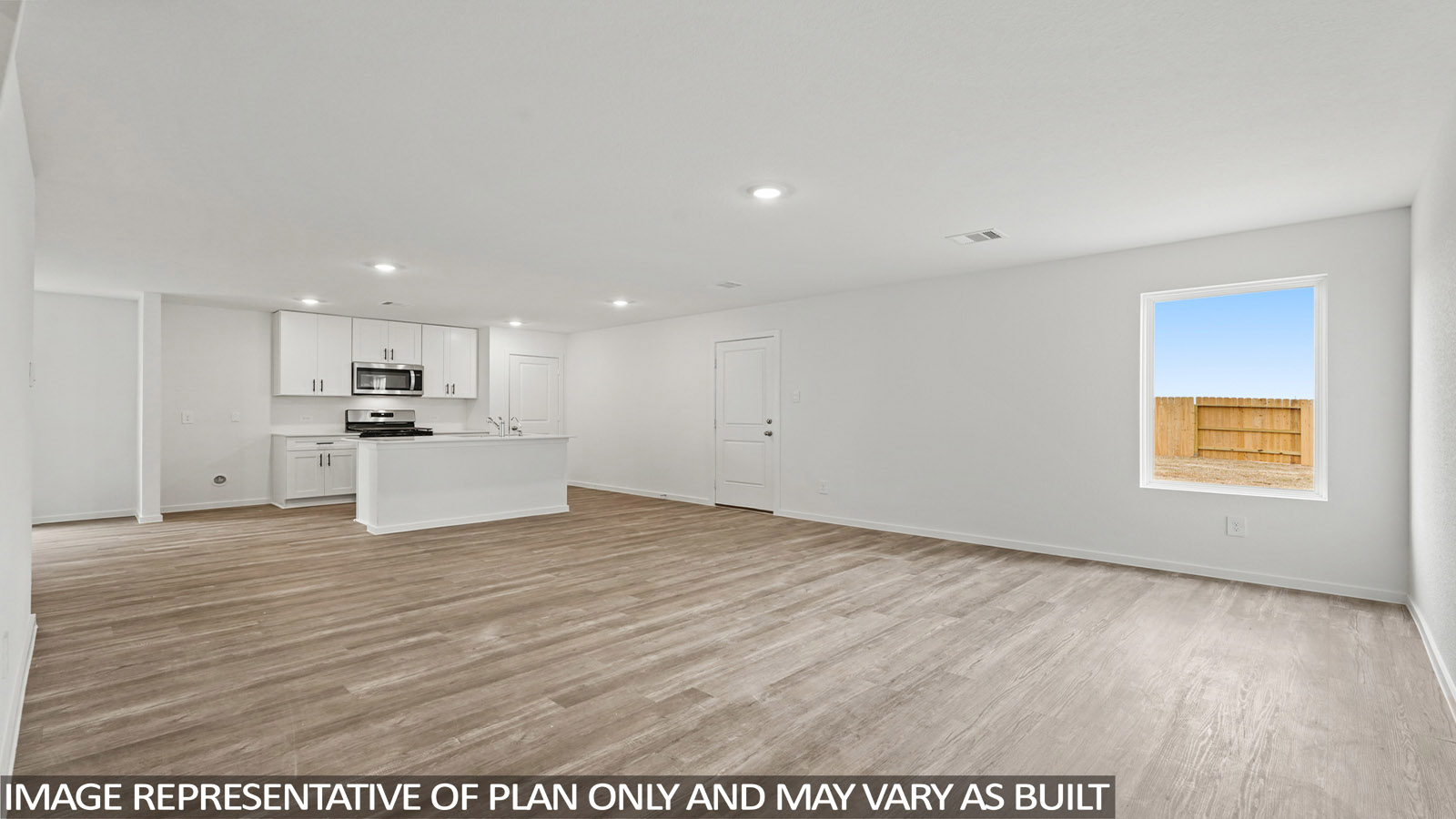 open concept living and dining area