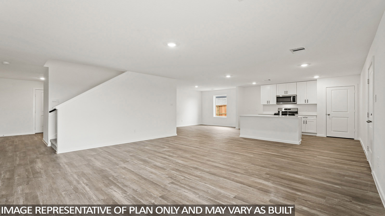 open concept living and dining area