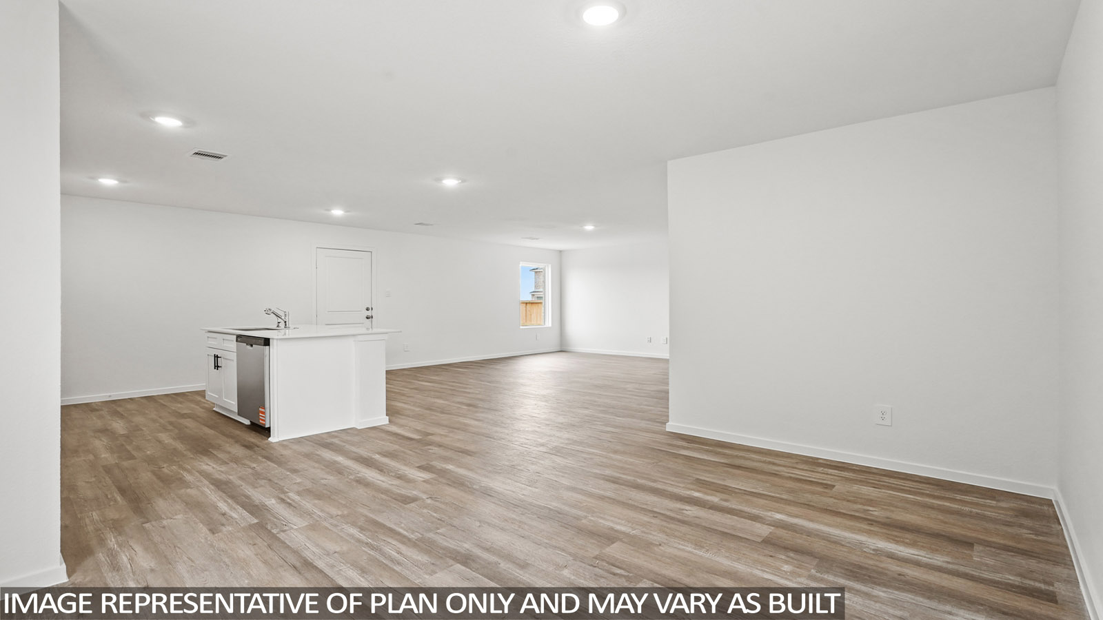 open concept living and dining area