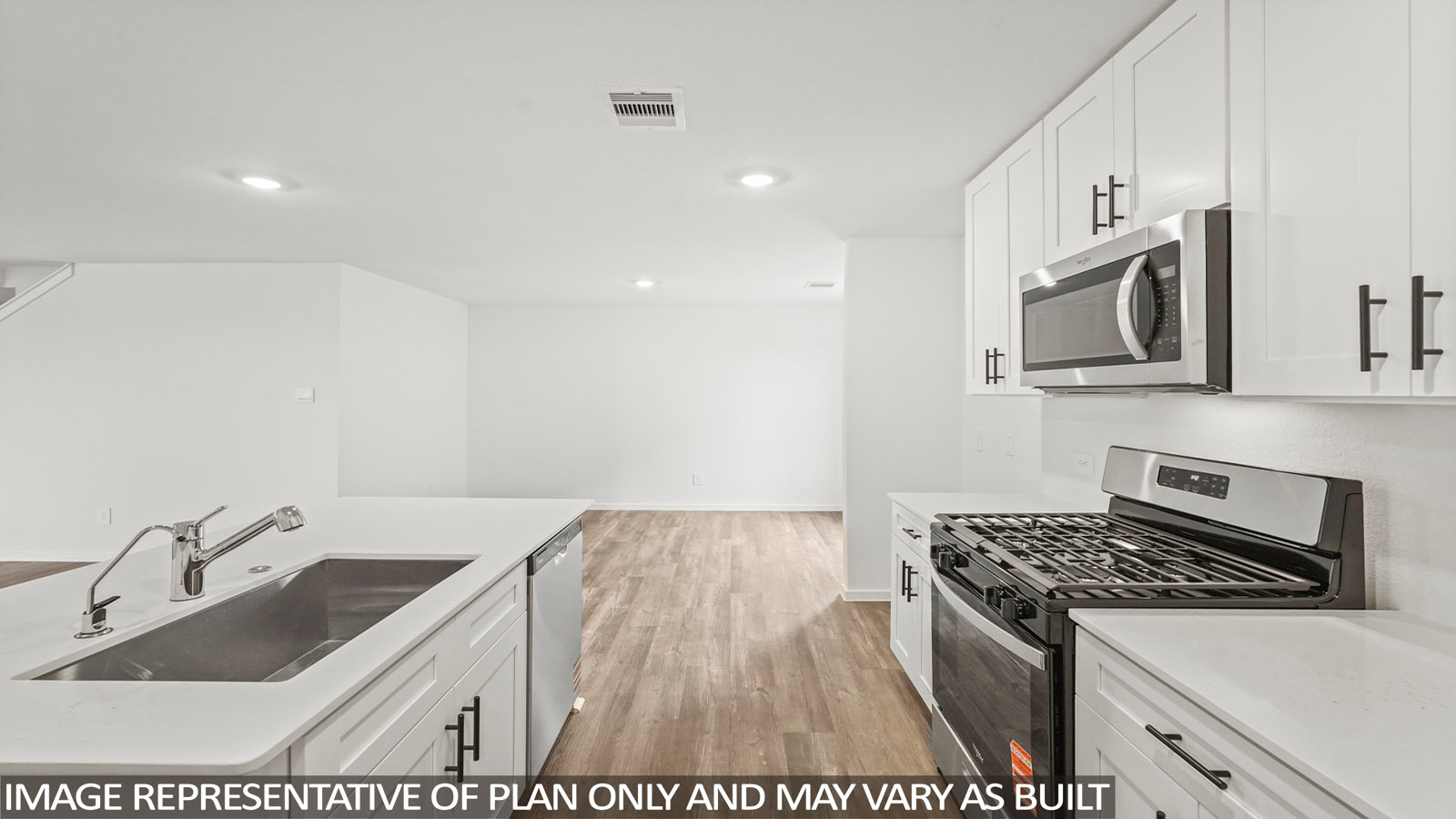 open concept living and dining area