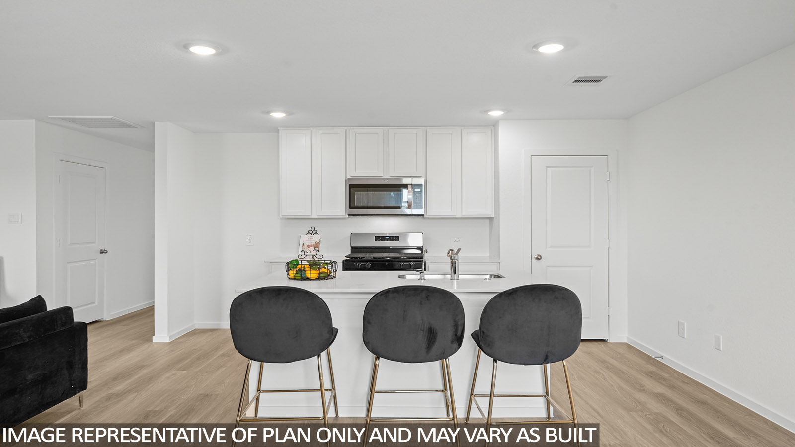 open concept living and dining area with vinyl flooring and large windows
