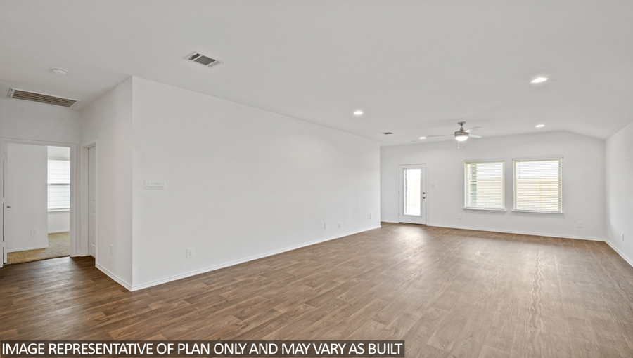 open concept living and dining area