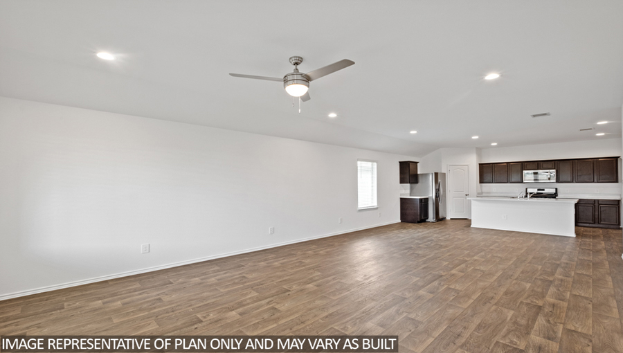 open concept living and dining area