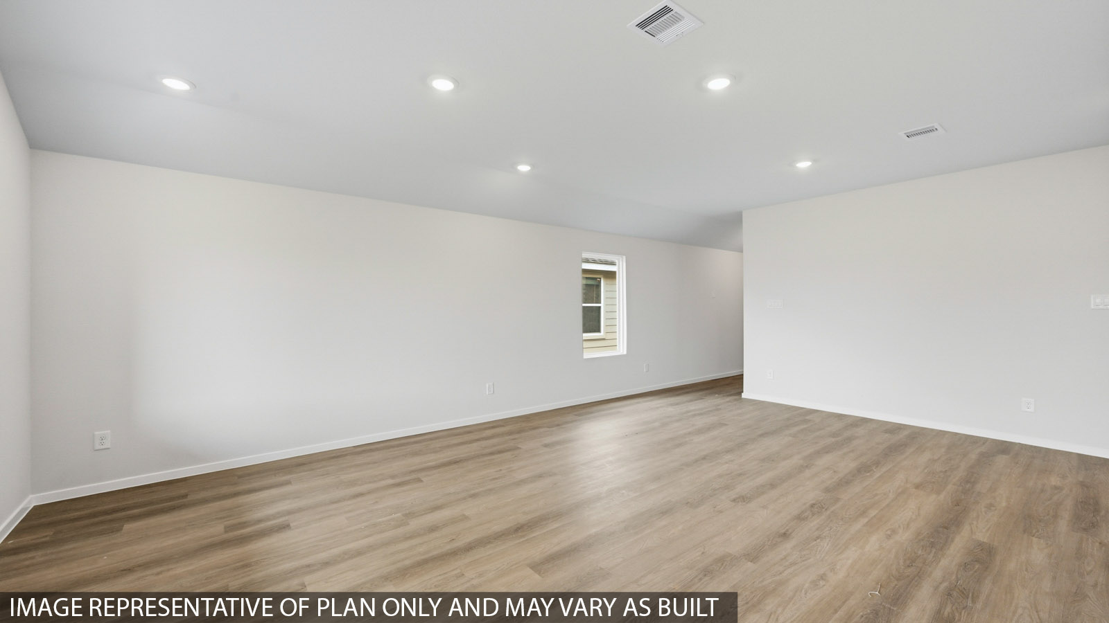 open concept living and dining area with vinyl flooring and large windows
