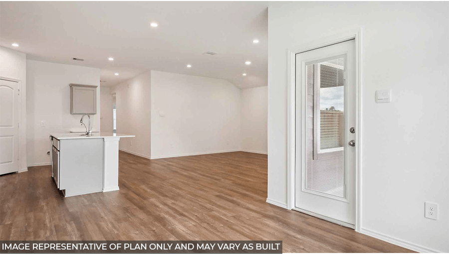 open concept living and dinng area with vinyl flooring