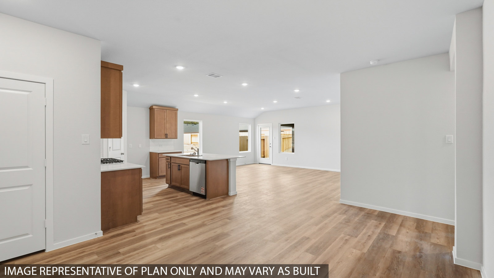 hallway with vinyl flooring