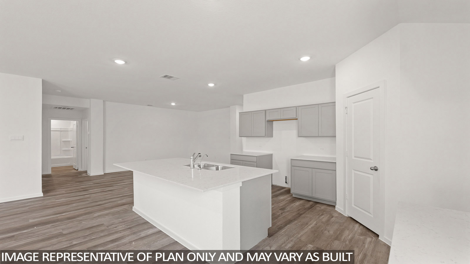 open concept living and dining area with vinyl flooring, large windows
