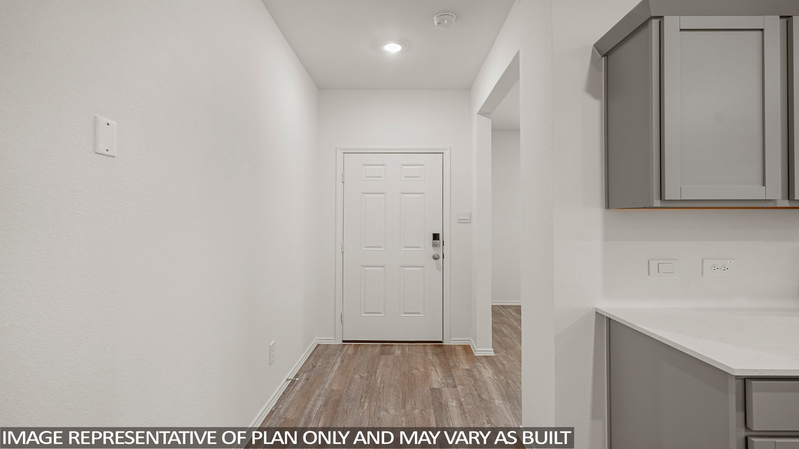 hallways with vinyl flooring