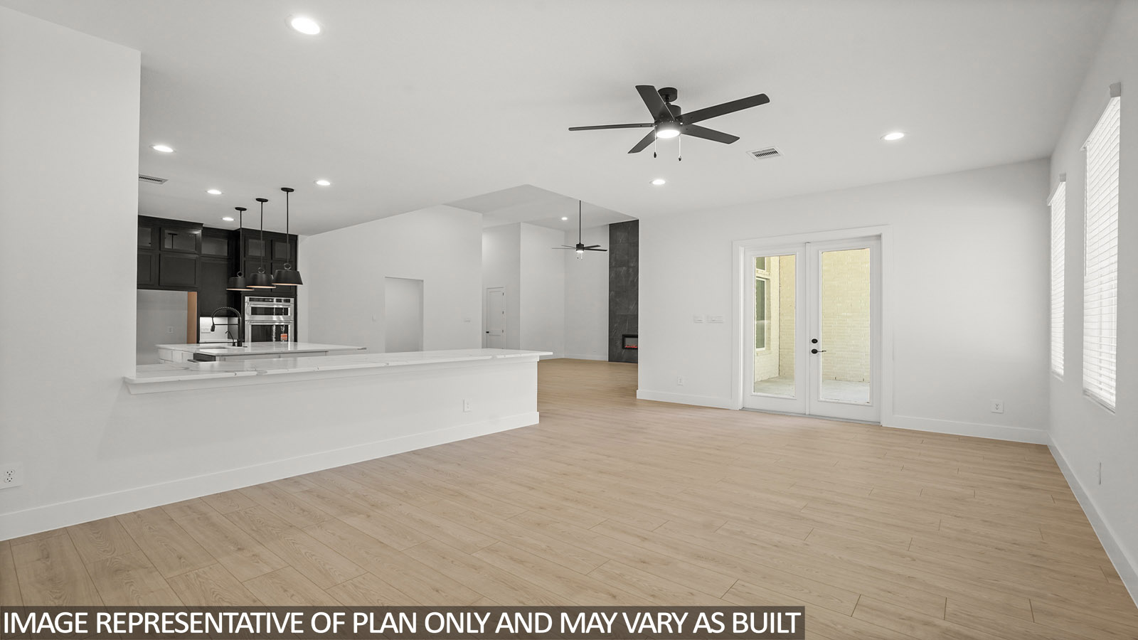 Dining area with vinyl flooring located off from the living room area in New Waverly TX