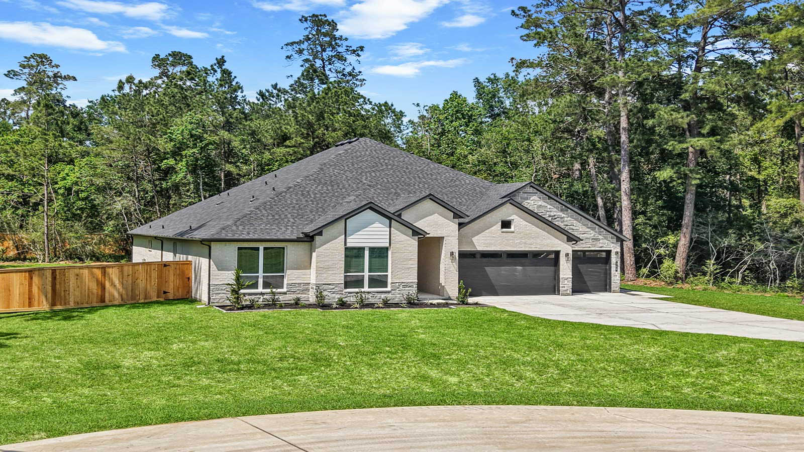 One story home with two car garage