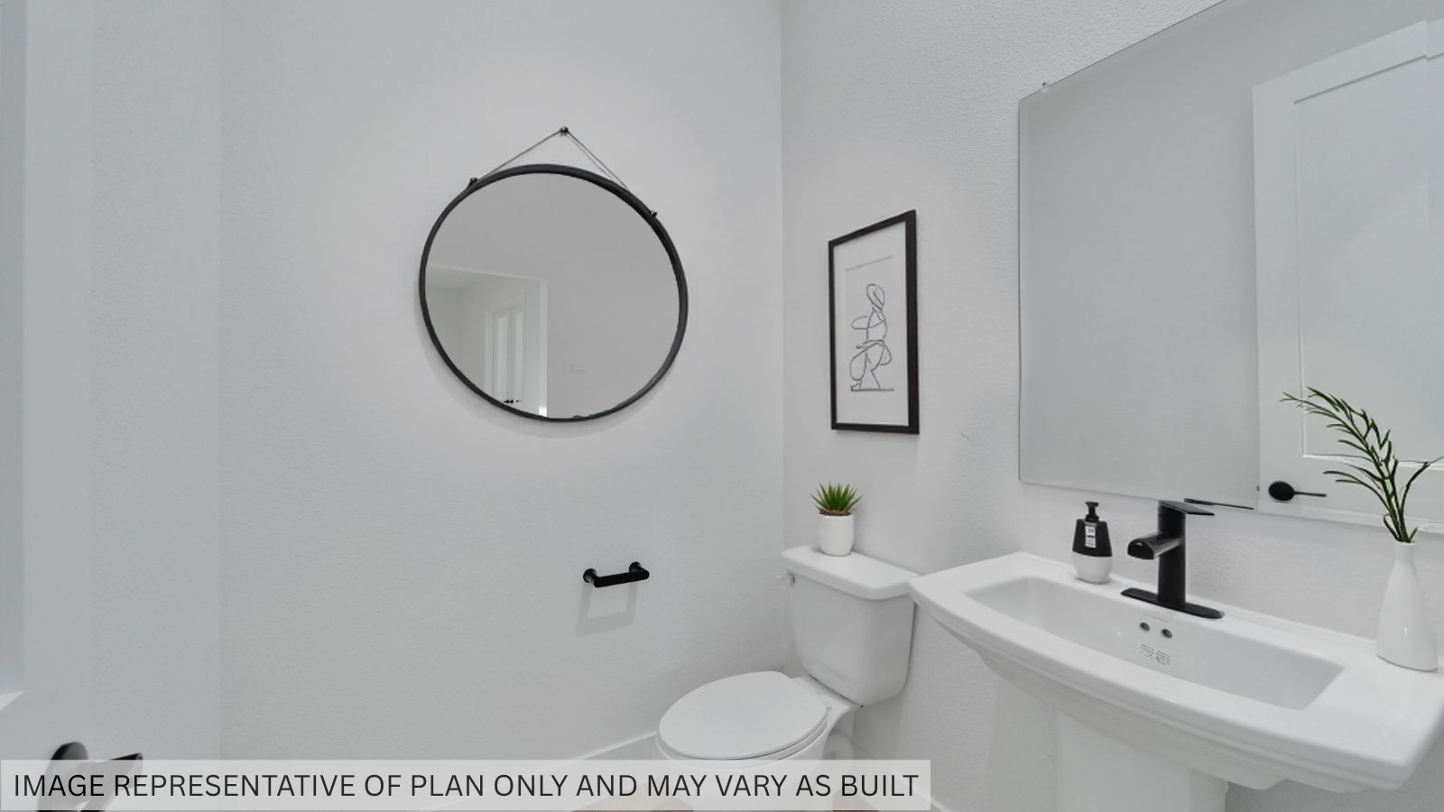 Powder bathroom with pedestal sink