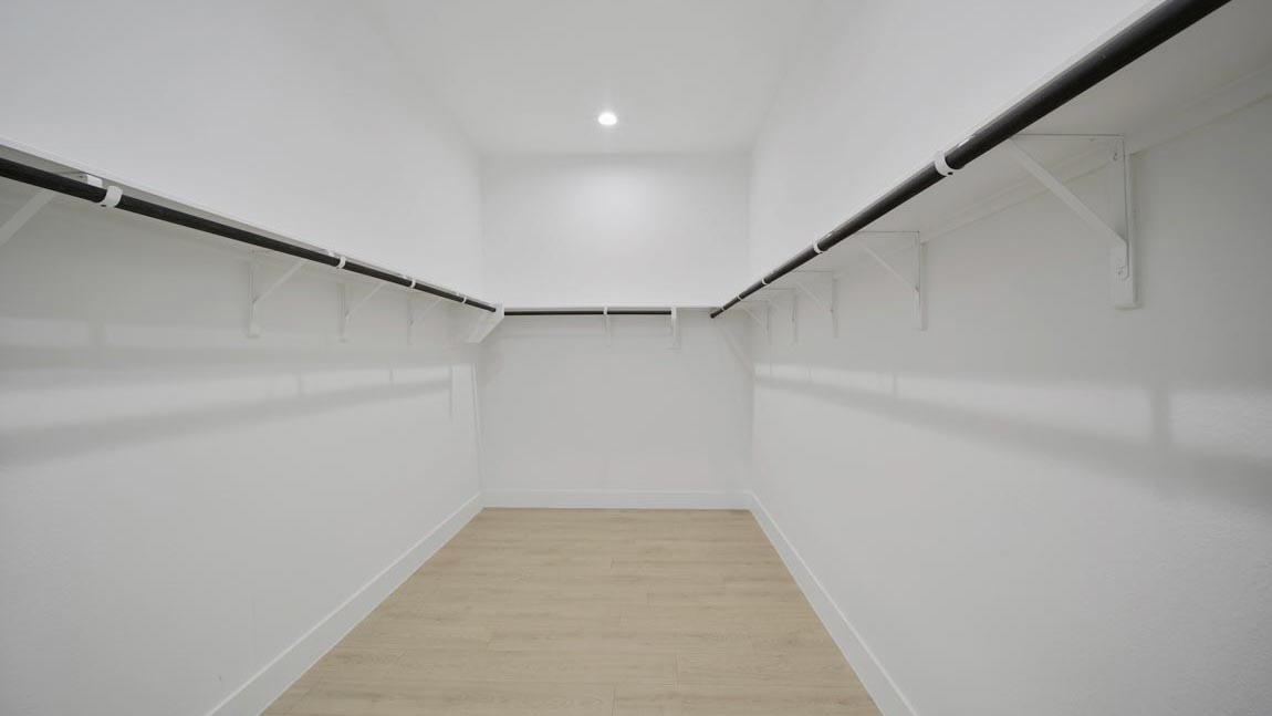 Primary walk-in closet with carpet flooring