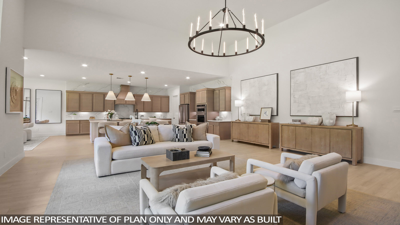 Open concept living, dining, and kitchen area