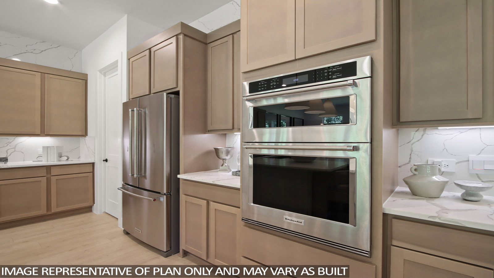 L- shaped kitchen with an island